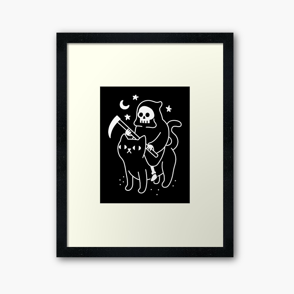 Death Rides A Black Cat Framed Art Print