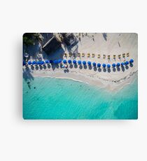 Beach Umbrellas on Isla Mujeres - Aerial Photo Canvas Print