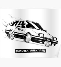 Eurobeat Intensifies AE86 Kansei Dorifto Initial D Car Poster