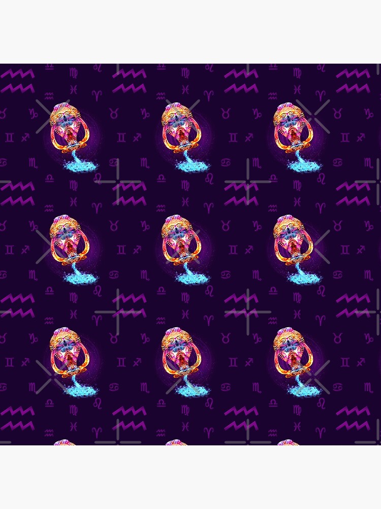 Aquarius Zodiac Lightburst - Tiled by ifourdezign