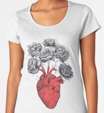 Heart with peonies Women's Premium T-Shirt
