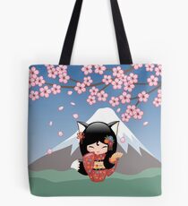 Japanese Kitsune Kokeshi Doll Tote Bag