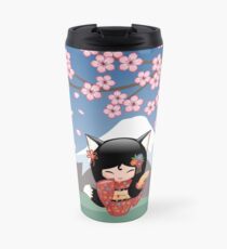 Japanese Kitsune Kokeshi Doll Travel Mug
