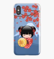 Japanese Red Sakura Kokeshi Doll iPhone Case/Skin