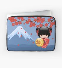 Japanese Red Sakura Kokeshi Doll Laptop Sleeve