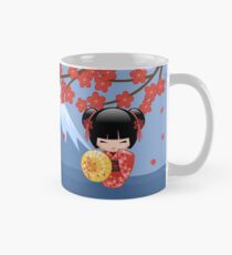 Japanese Red Sakura Kokeshi Doll Mug