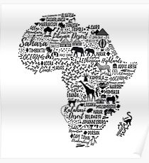 Typografie-Poster. Afrika Karte. Poster