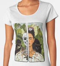 Frida Kahlo - Self Portrait (1940) Skeleton Version Women's Premium T-Shirt