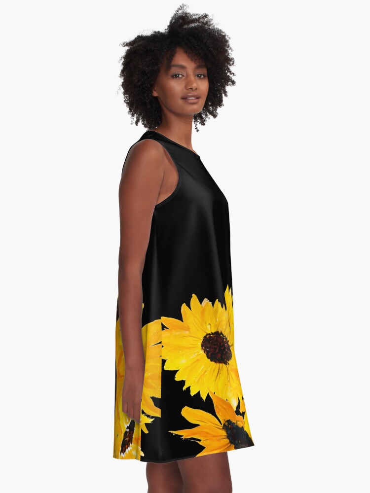 Alternate view of Painted sunflower bouquet A-Line Dress