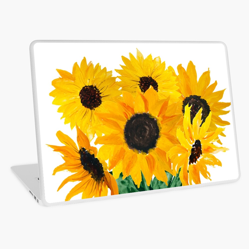 Painted sunflower bouquet Laptop Skin