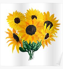 Painted sunflower bouquet Poster