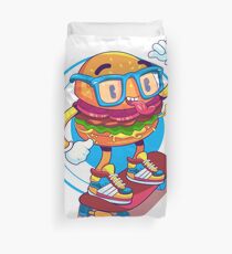 Hamburger skateboard, funny hamburger, cute hamburger, skateboard hamburger, hamburger, skateboard Duvet Cover
