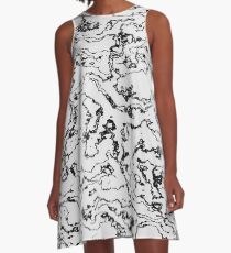 Marmoriertes Monochrom A-Linien Kleid
