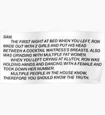 Anonymous Letter to Sammi Poster