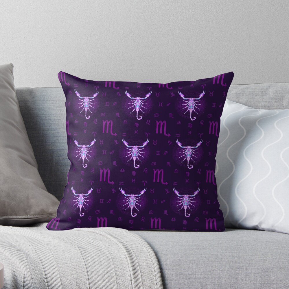 Scorpio Zodiac Lightburst - Tiled Throw Pillow