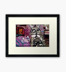 Cat and Bird Graffiti, Melbourne CBD Framed Print