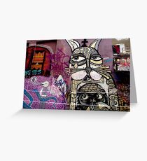 Cat and Bird Graffiti, Melbourne CBD Greeting Card