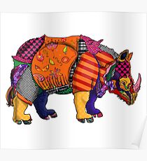 Decorative rhinoceros. Poster