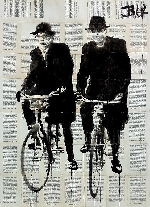 "two men on bikes" by Loui Jover Redbubble