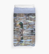 Mallard Duck pair in autumn Duvet Cover