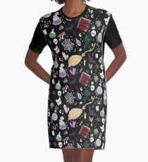 Witchy Pattern - Coloured Graphic T-Shirt Dress