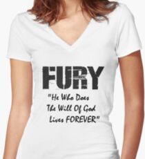 FURY Movie - Brad Pitt WW2 - Bible Quote Women's Fitted V-Neck T-Shirt