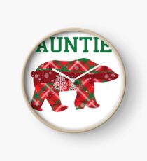 Auntie Bear Christmas Holiday Pattern Family Pajamas Clock