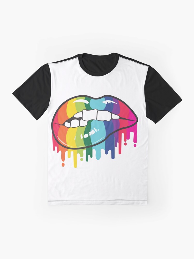 "Rainbow Dripping Lip Bite" Tshirt by Designs111 Redbubble