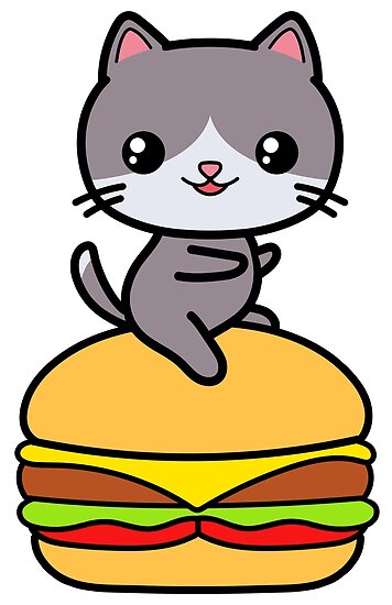 P sters Hamburguesa gato Kawaii  lindo  de 