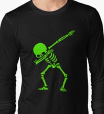 Dabbing Skeleton Green Long Sleeve T-Shirt