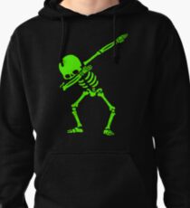 Dabbing Skeleton Green Pullover Hoodie