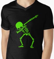 Dabbing Skeleton Green Men's V-Neck T-Shirt