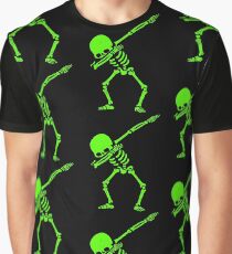 Dabbing Skeleton Green Graphic T-Shirt