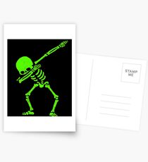 Dabbing Skeleton Green Postcards