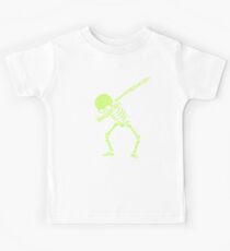 Dabbing Skeleton Shirt Dab Hip Hop Skull Dabbin Glow Effect Kids Tee
