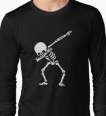 Dabbing Skeleton White Long Sleeve T-Shirt