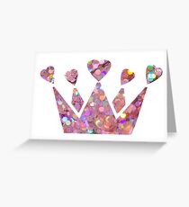 Pretty Pastel Glitter Queen of Hearts Greeting Card
