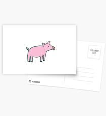 Simple Pig - pink and white - cute animal pattern by Cecca Designs Postcards