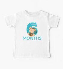 6 Monate alter Baby-Meilenstein. Safari / Dschungel-Thema Baby T-Shirt