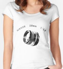 Nikkor 28mm Black Women's Fitted Scoop T-Shirt
