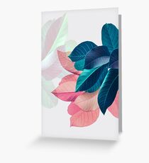 Blue Pink Plant Leaf Greeting Card