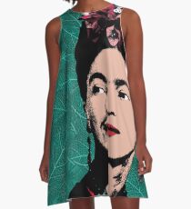 Frida Kahlo Porträt A-Linien Kleid