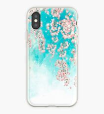 Rosa blauer japanischer Cherry Blossom Flowers Tree iPhone-Hülle & Cover