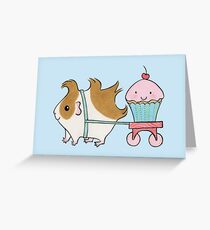 Guinea-pig with Cherry Cupcake Greeting Card
