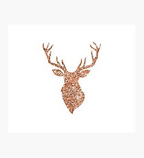 Sparkling reindeer blush gold Photographic Print
