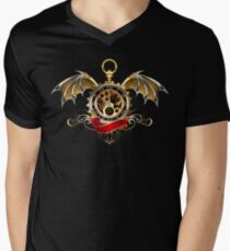 Clock with Dragon Wings ( Steampunk wings ) Men's V-Neck T-Shirt