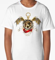Clock with Dragon Wings ( Steampunk wings ) Long T-Shirt