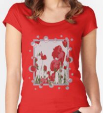 Poppy Field Of Remembrance Vector Women's Fitted Scoop T-Shirt