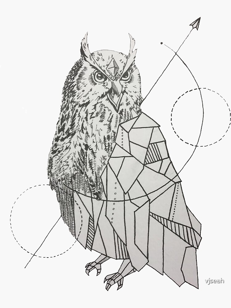 Geometric Owl Sticker By Vjseah Redbubble