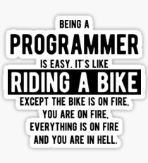 Pegatina Ser un programador es fácil. Es como andar en bicicleta - Funny Programming Jokes - Light Color